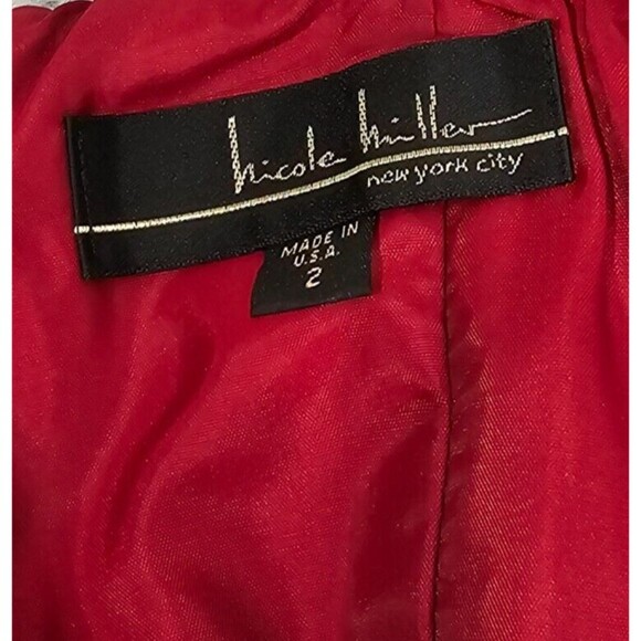 Vtg Nicole Miller Womens Silk Pencil Dress 90s Strapless Empire Red NWT Size 2 - Picture 3 of 16